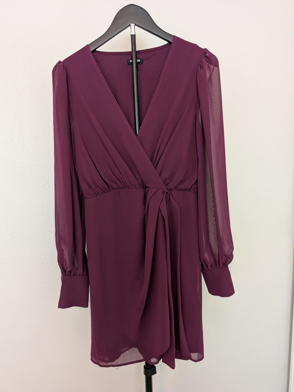 Express Chiffon Wrap Dress in Plum